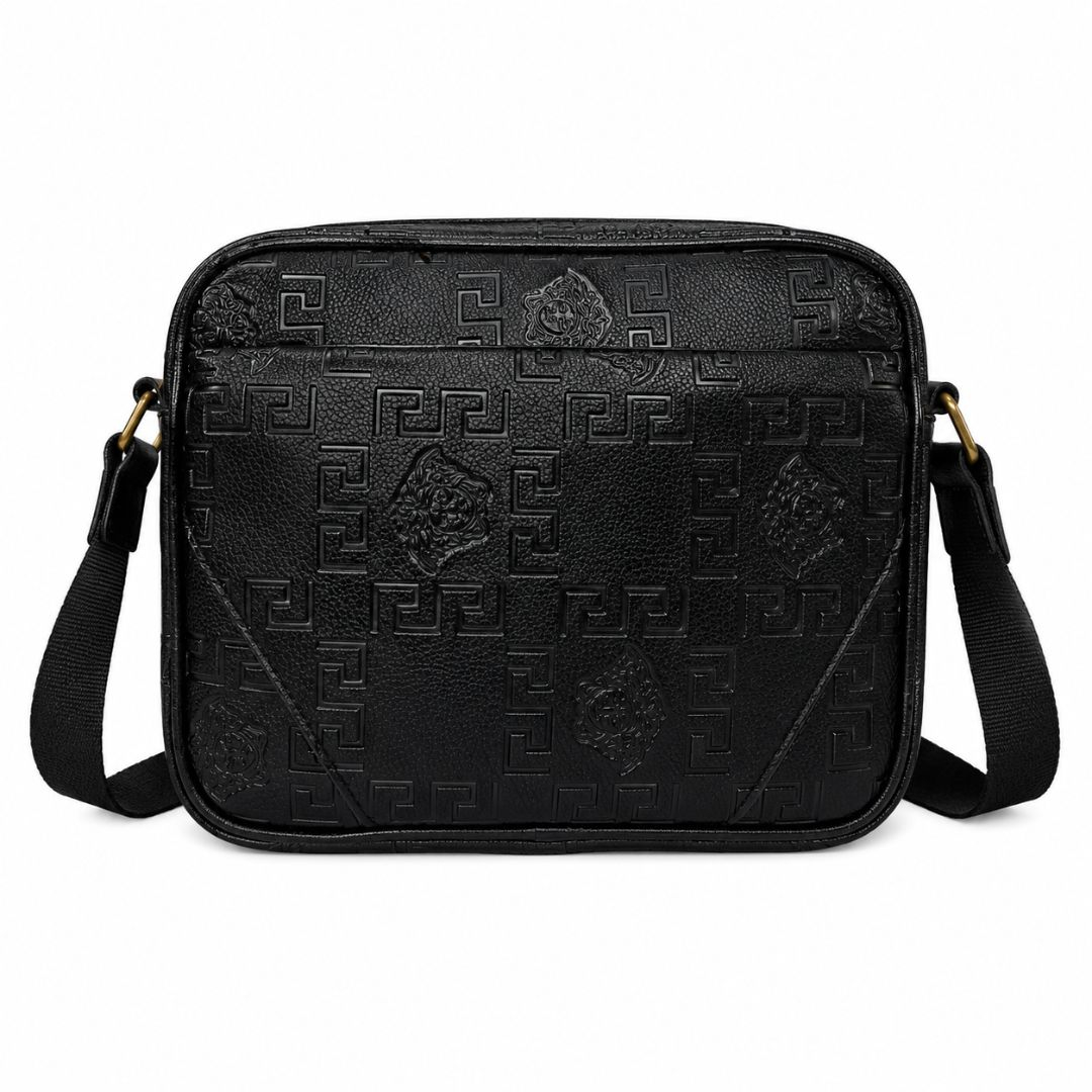 Embossed Geometric Pattern Crossbody Messenger Bag